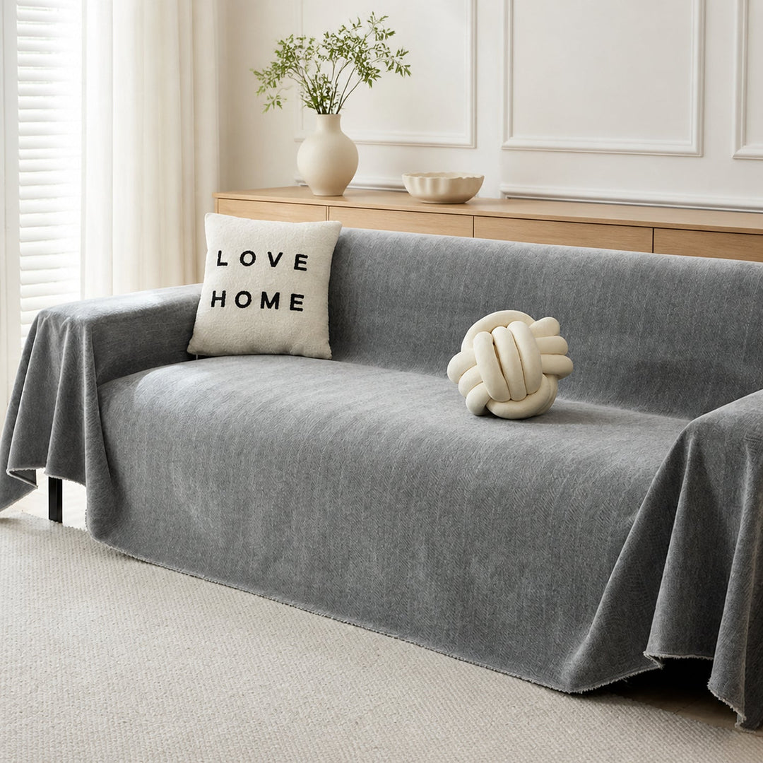 Herringbone Chenille Sofa Throw | Machine-Washable All-Season Sofa Protector