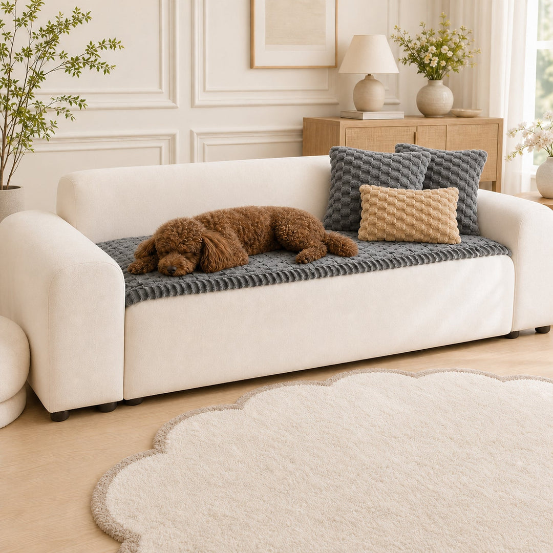 Honeycomb Plush Sofa Protector | Thick Non-Slip Washable Pet-Friendly Cover