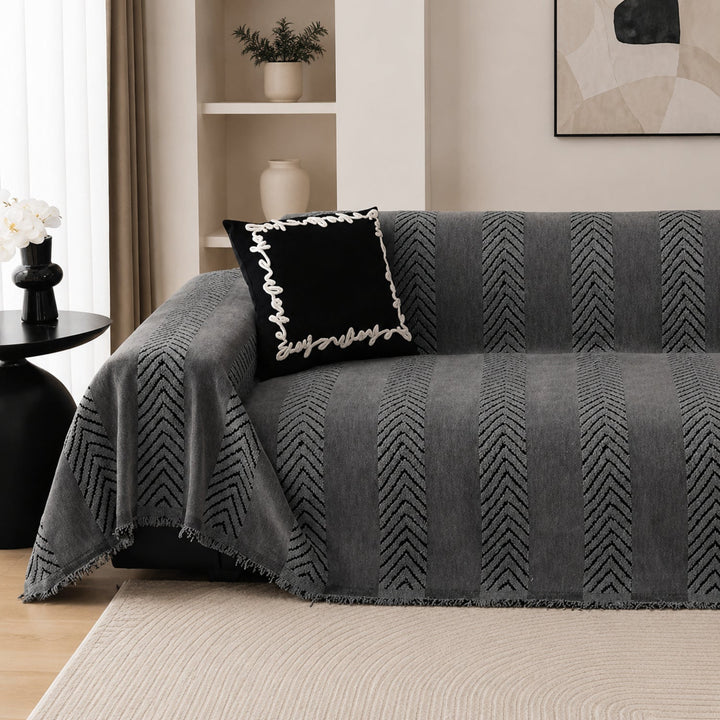 Sofa Throw | Chenille Pet Proof Couch Blanket | Non-Slip Herringbone | Washable | Dog & Cat Friendly