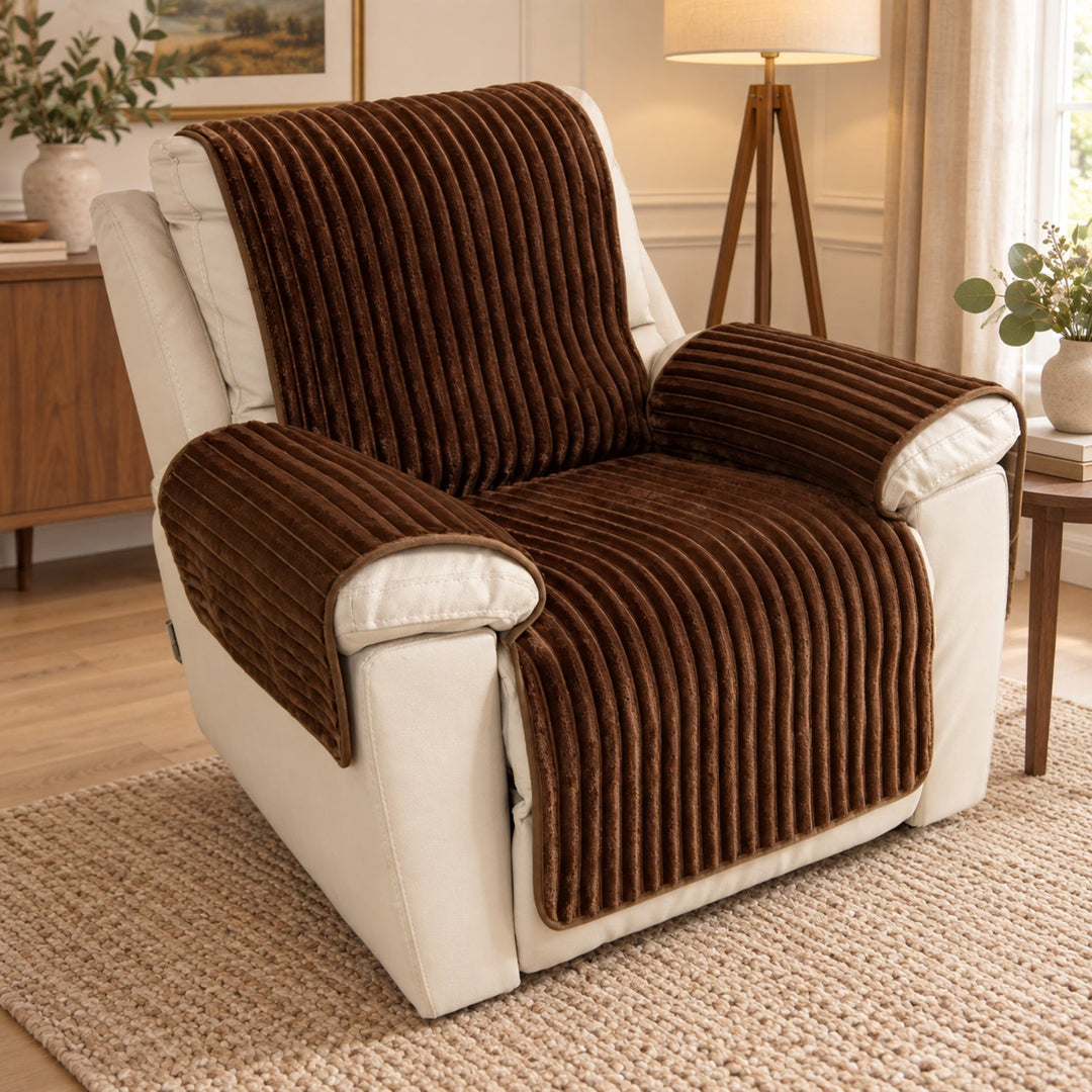 One-Piece Plush Sofa Cover | Non-Slip Washable Pet Protector for Recliners & Loveseats