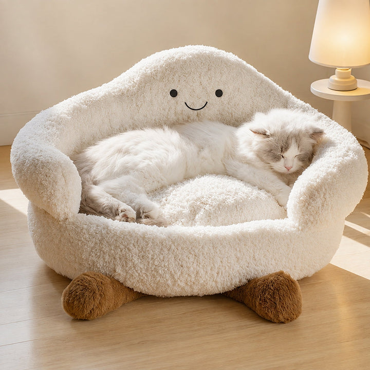 Dog Bed & Cat Bed | Cloud Design | Soft Washable Plush with Raised Padded Sides