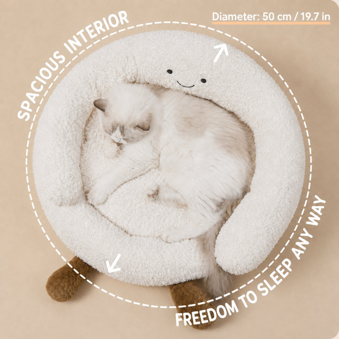 Dog Bed & Cat Bed | Cloud Design | Soft Washable Plush with Raised Padded Sides