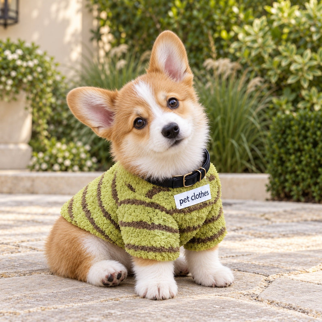 Cosy Striped Dog Jumper | Soft Fleece with Lead Ring | Autumn & Winter