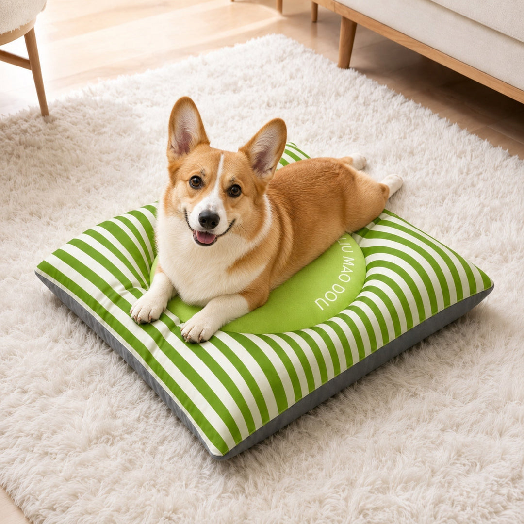 Dog Bed & Cat Bed | Striped Pet Mat | Waterproof Layer & Non-Slip Base