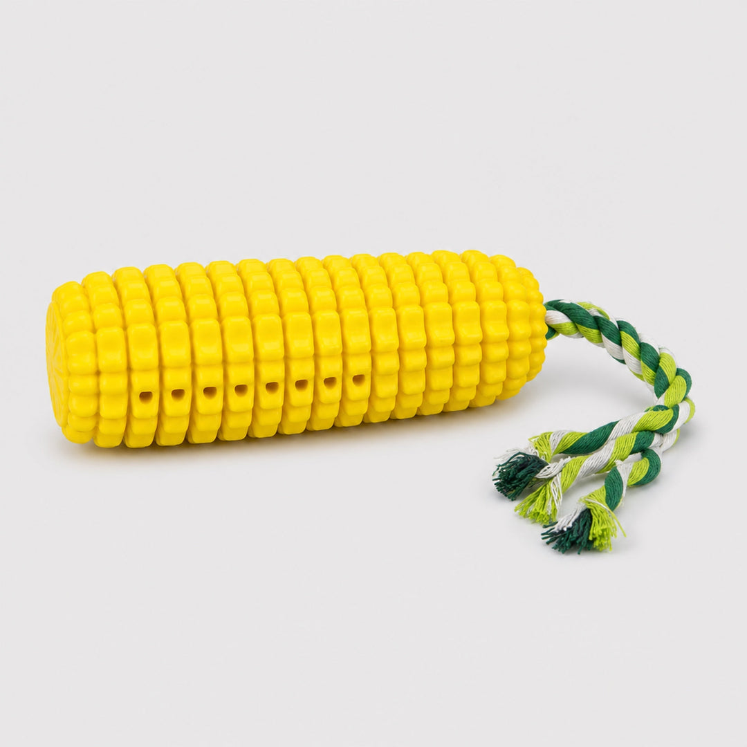 Corn Dog Chew Toy | Squeaky Dental Toothbrush with Rope