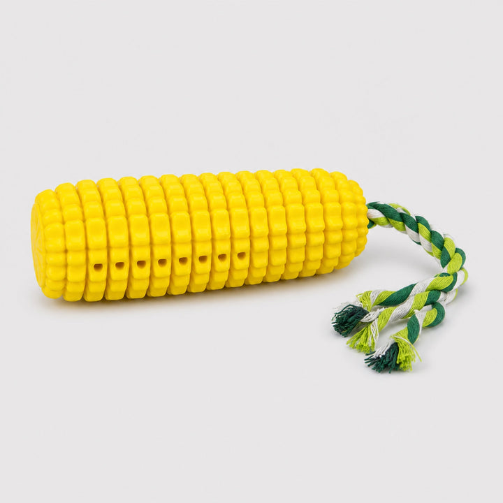 Corn Dog Chew Toy | Squeaky Dental Toothbrush with Rope