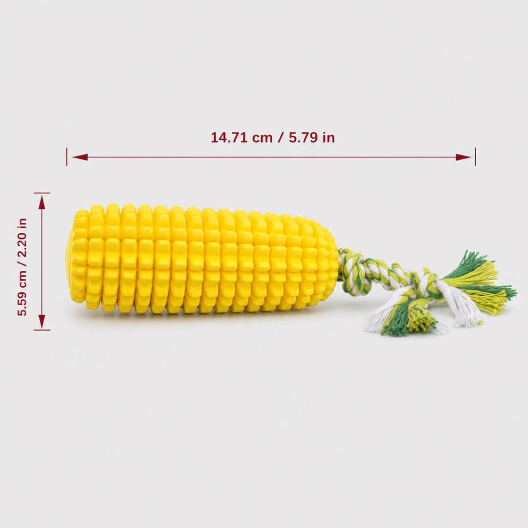 Corn Dog Chew Toy | Squeaky Dental Toothbrush with Rope