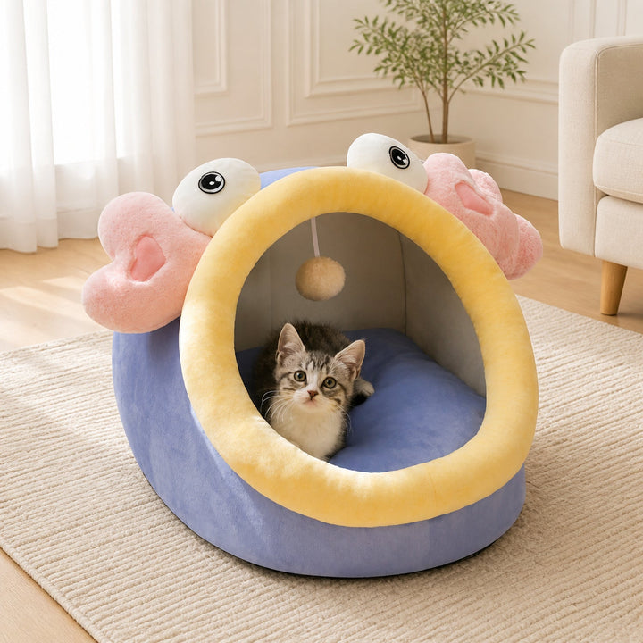 Dog Bed & Cat Bed | Monster Fish House | Soft Washable Plush & Sheltered Sleeping Space