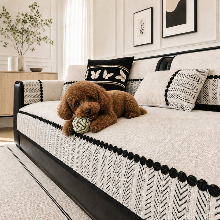 Herringbone Sofa Protector | Chenille Non-Slip All-Season Cover