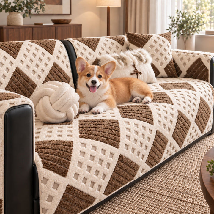 Waffle Sofa Cover | Thick Plush | Non-Slip, Machine-Washable Sofa Protector