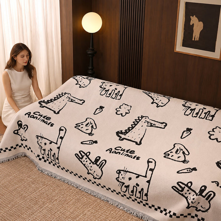 Doodle Cats Sofa Throw | Soft Plush Fabric | Machine-Washable All-Season Sofa Protector
