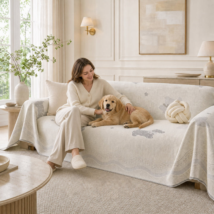 Dreamy Puppy | Cooling Sofa Cover | Breathable Fabric | Anti-Slip & Machine Washable