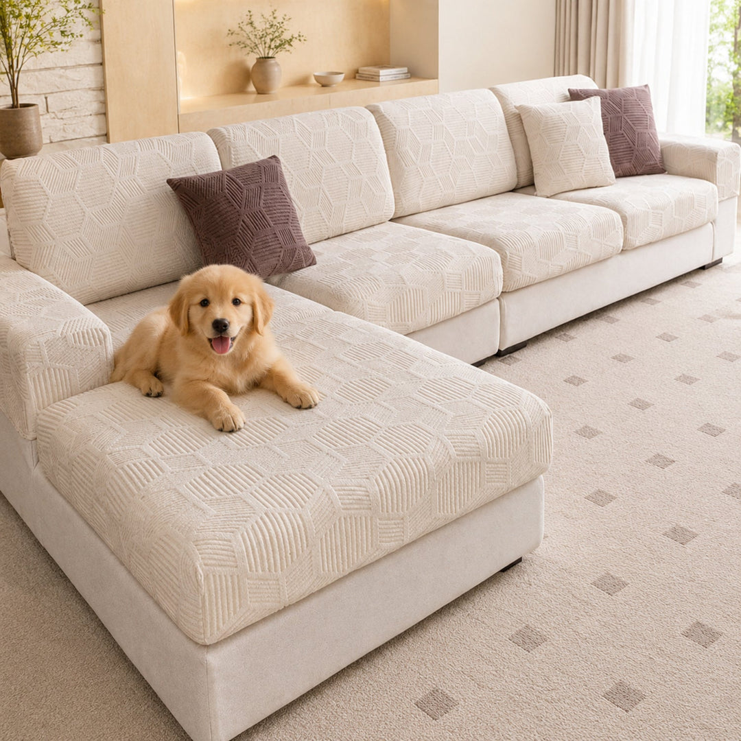 Honeycomb Stretch Sofa Protector | Water-Resistant Full-Coverage Cushion Cover