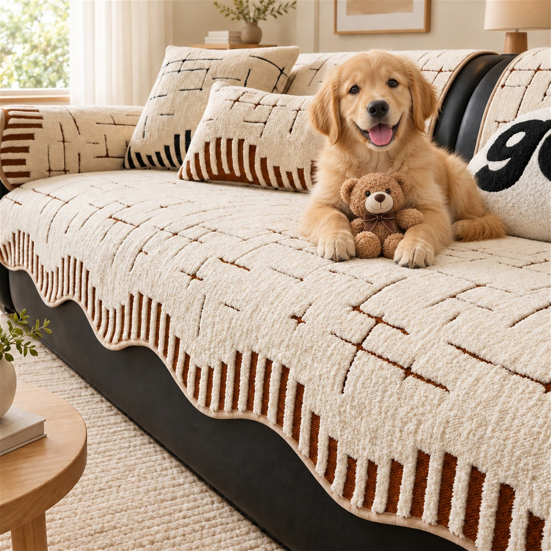 Sketchline Sofa Cover | Soft Plush | Non-Slip & Machine Washable