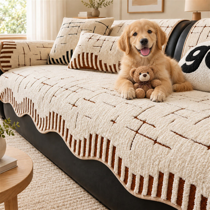 Sketchline Sofa Cover | Soft Plush | Non-Slip & Machine Washable