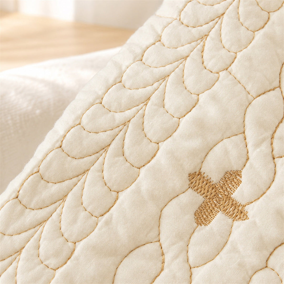Nordic Cross Quilted Sofa Protector | 100% Cotton Non-Slip Washable Cover