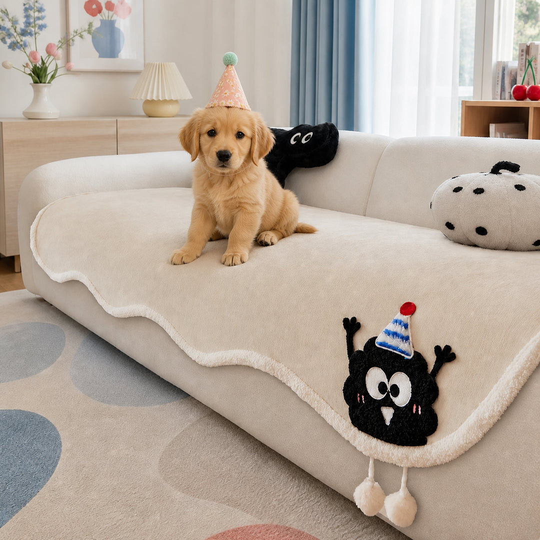 Winter Cheeky Monster Plush Sofa Cover | Warm Non-Slip Washable
