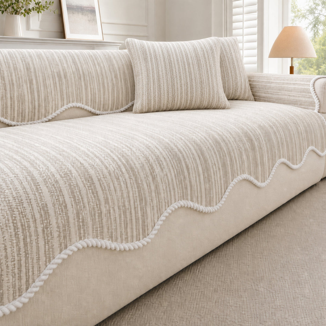 Wavy Cooling Sofa Cover | Breathable Anti-Scratch | Non-Slip Summer Fabric