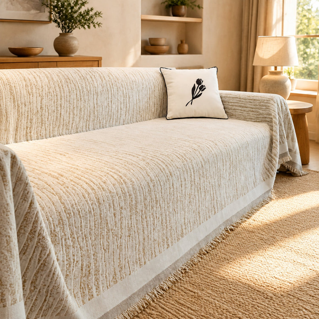 Textured Chenille Sofa Throw | Scratch-Resistant Machine-Washable Sofa Protector