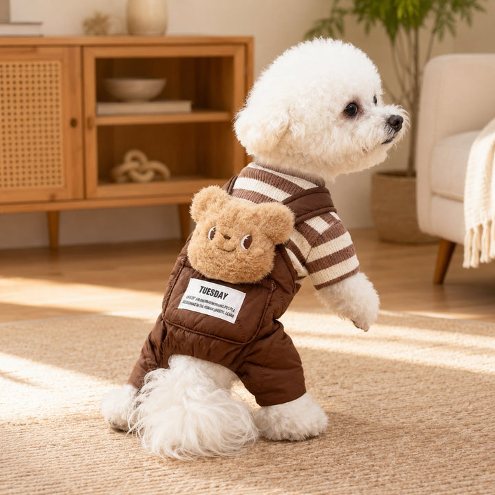 Cuddle Buddy Dog Dungarees | Warm Plush-Lined Autumn & Winter Jumpsuit
