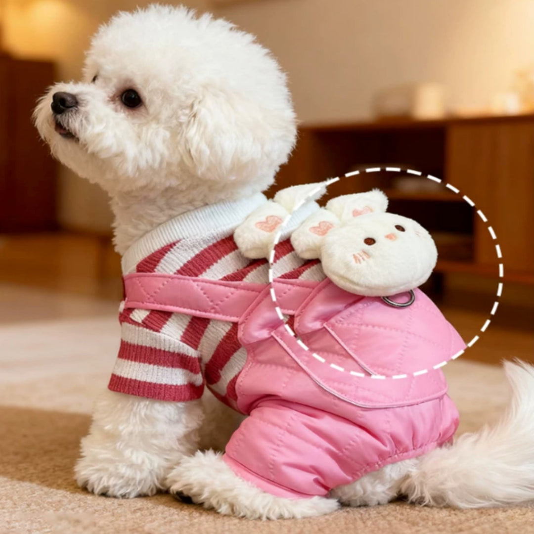 Cuddle Buddy Dog Dungarees | Warm Plush-Lined Autumn & Winter Jumpsuit