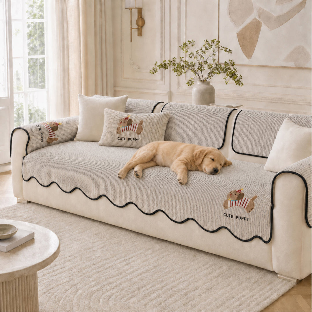 Puppy All Season Sofa Cover | Anti-Scratch Non-Slip | Machine Washable Pet Protector