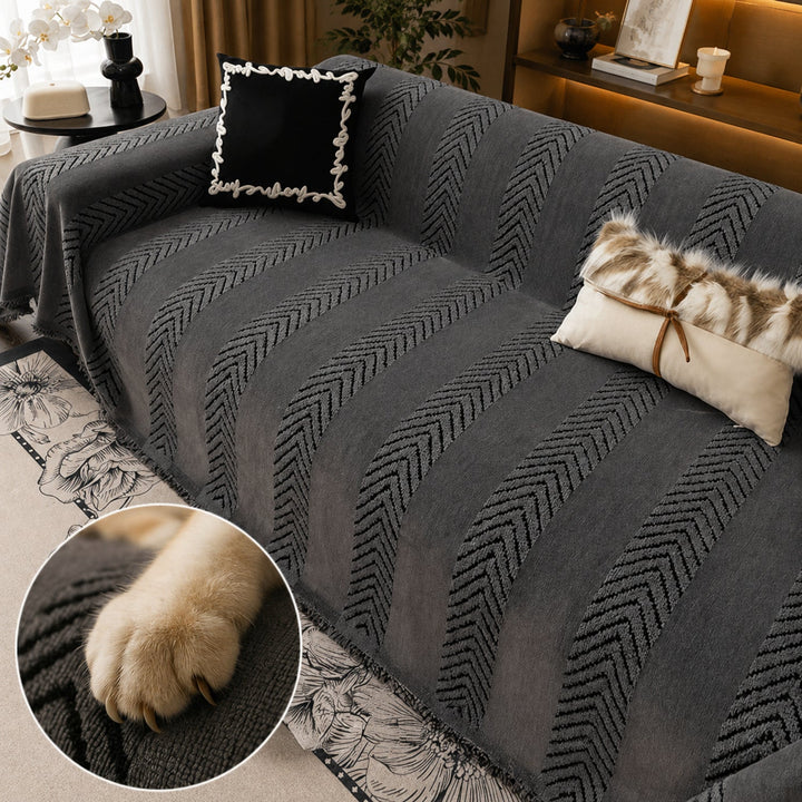 Sofa Throw | Chenille Pet Proof Couch Blanket | Non-Slip Herringbone | Washable | Dog & Cat Friendly
