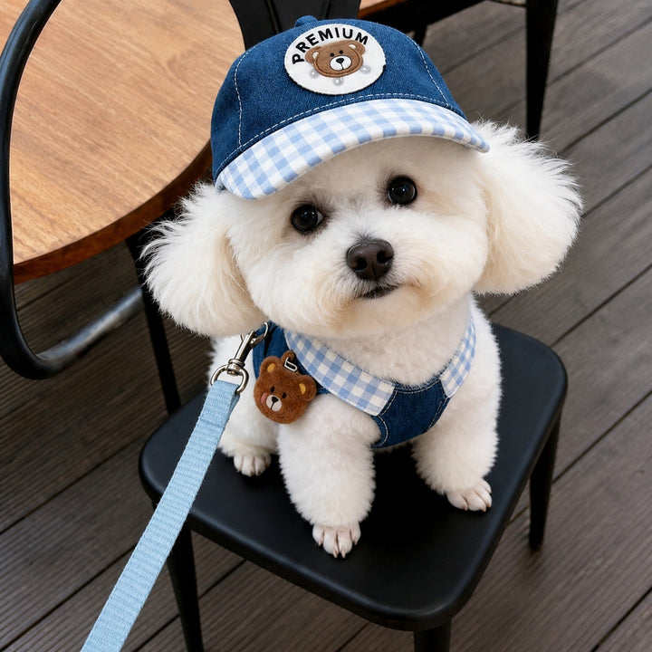 Denim Dog Harness, Lead & Outfit Set | Adjustable Lightweight Dog Walking Set