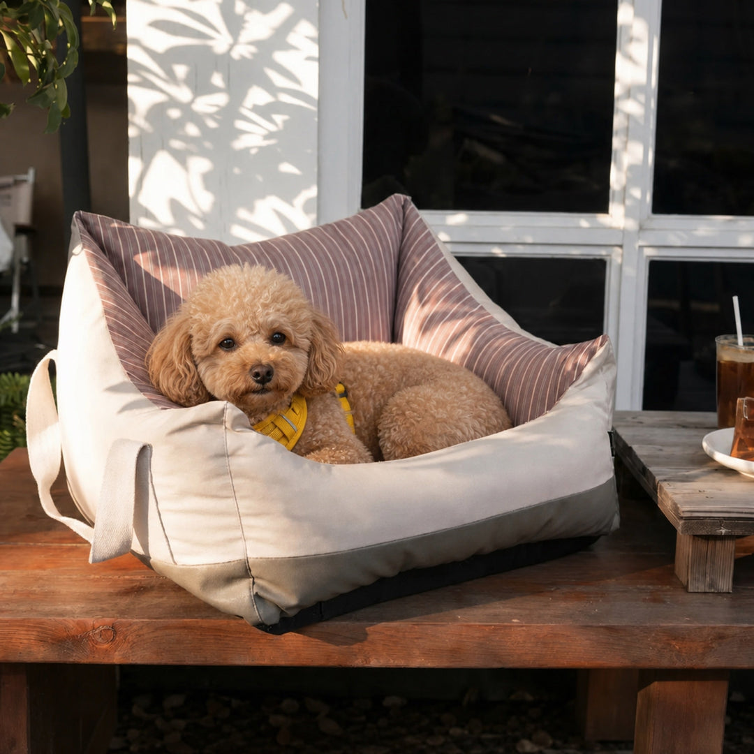 Dog Car Seat Bed | Water-Repellent Bolster Travel Seat | Non-Slip