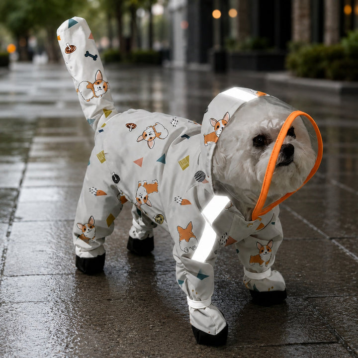 Full-Body Dog Raincoat | Waterproof | Reflective Detailing