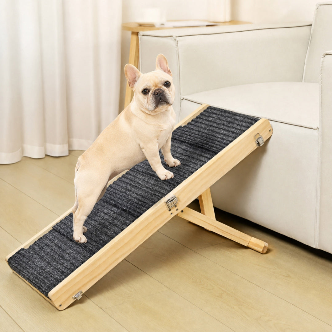 Foldable Wooden Dog Ramp | 4-Level Adjustable Non-Slip Steps