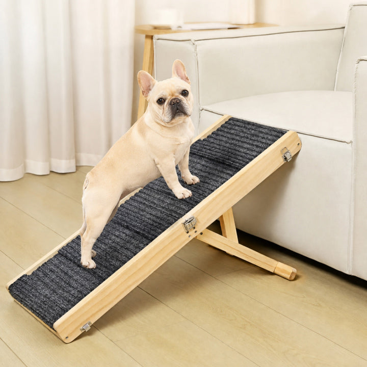 Foldable Wooden Dog Ramp | 4-Level Adjustable Non-Slip Steps