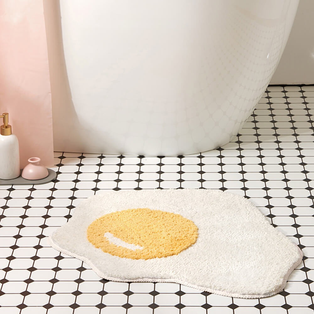 Fried Egg Shaggy Bath Mat
