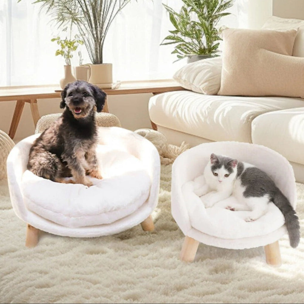 Elevated Round Plush Pet Bed Chair