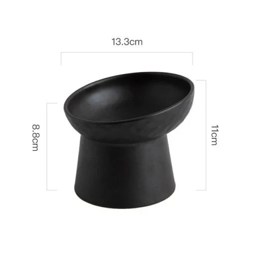 Nordic Tilted Cat Bowl | Ceramic Raised Feeder | Ergonomic Design | Easy Clean