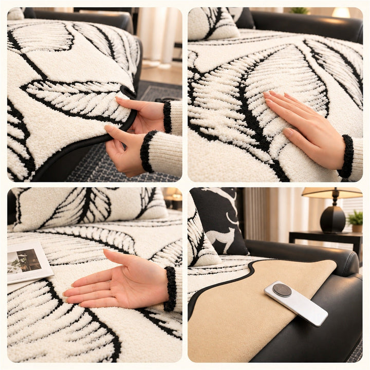 Leaf Tufted Sofa Cover | Thick Plush | Non-Slip & Machine Washable