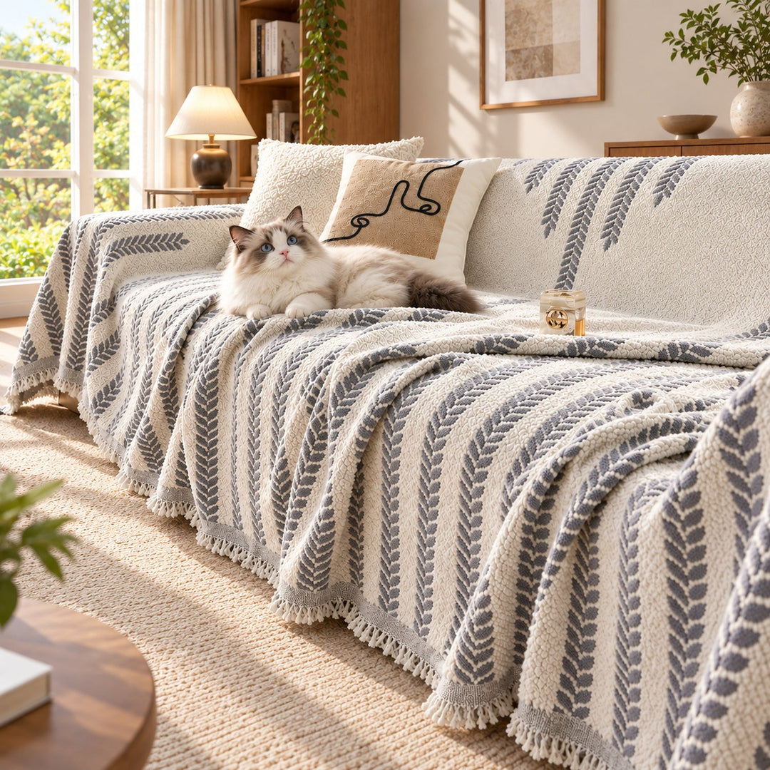 Plush Fleece Sofa Cover & Sofa Throw | Cat-Scratch-Resistant | Machine-Washable