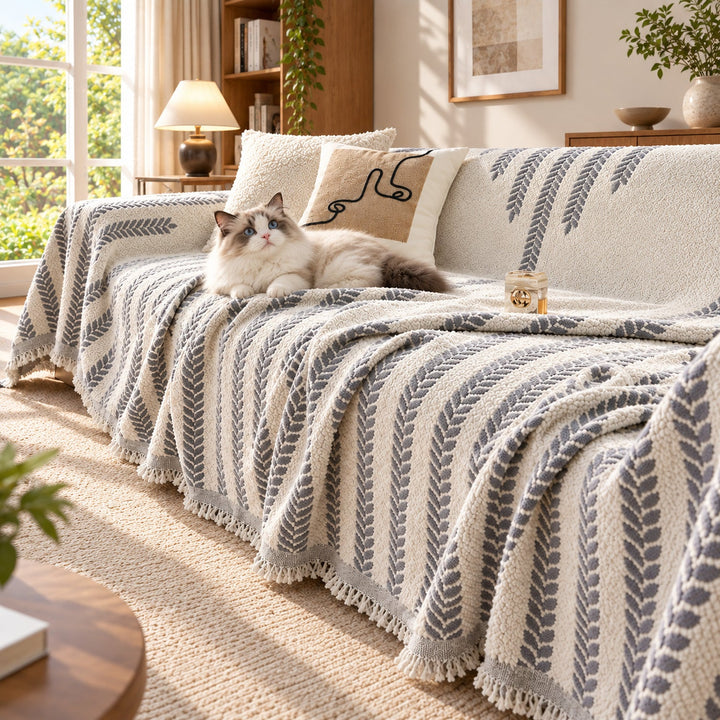 Plush Fleece Sofa Cover & Sofa Throw | Cat-Scratch-Resistant | Machine-Washable
