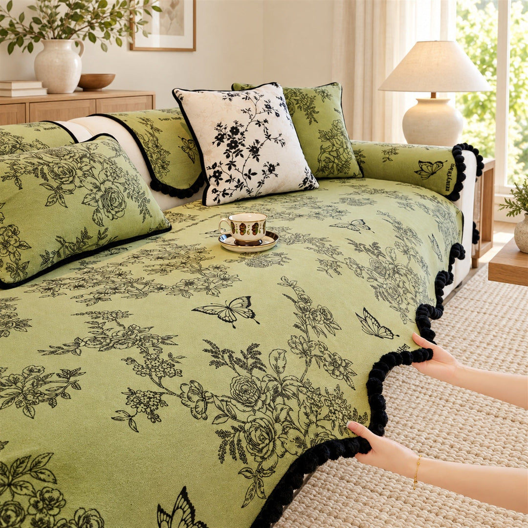 Garden Reverie Sofa Cover | Soft Plush | Non-Slip & Machine Washable