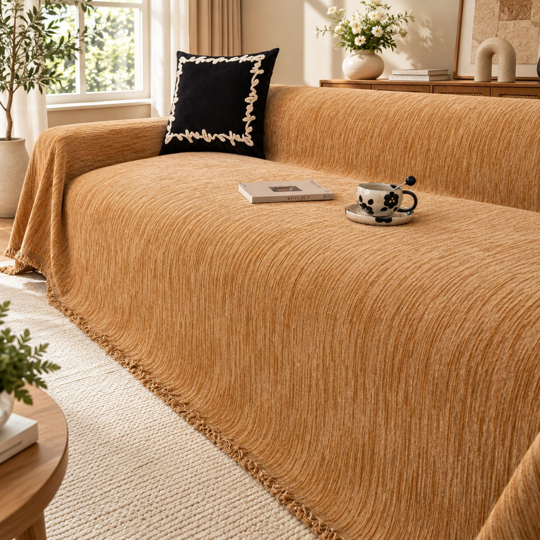Sofa Cover | Chenille Sofa Throw | Non-Slip Silicone Backing | Machine Washable