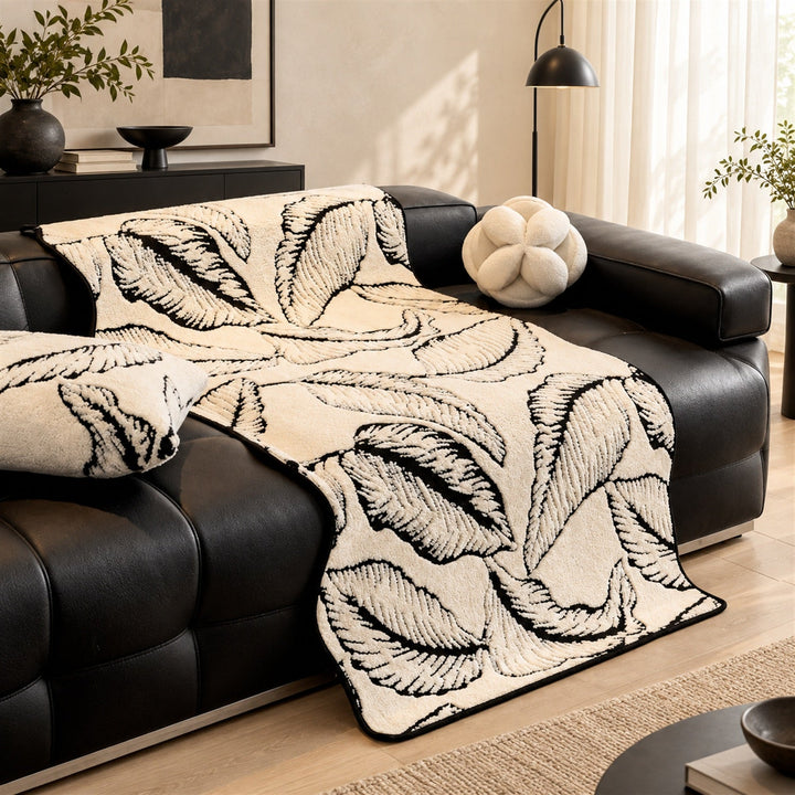 Leaf Tufted Sofa Cover | Thick Plush | Non-Slip & Machine Washable