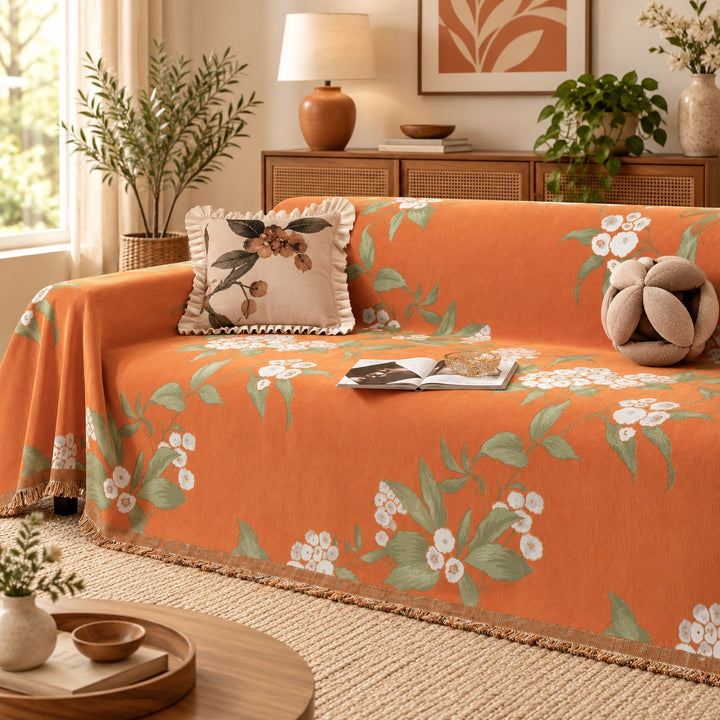 Orchard Blossom Chenille Sofa Throw | Soft & Machine Washable