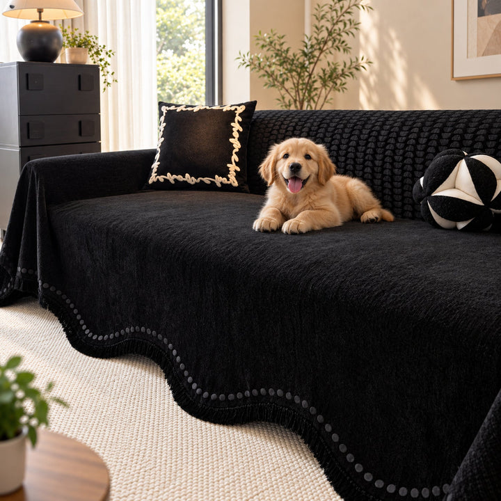 Sofa Cover | Textured Chenille Sofa Throw | Non-Slip & Machine Washable