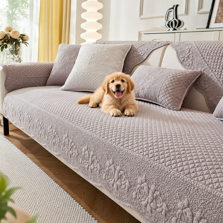 Rose Garden Sofa Cover | Quilted Cotton | Washable Sofa Protector