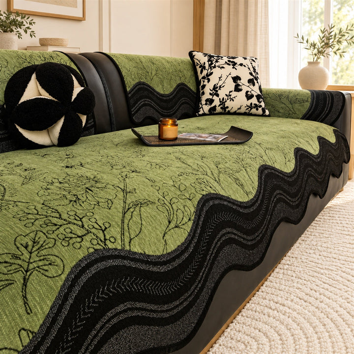 Garden Sketch Sofa Cover | Soft Chenille | Non-Slip & Machine Washable