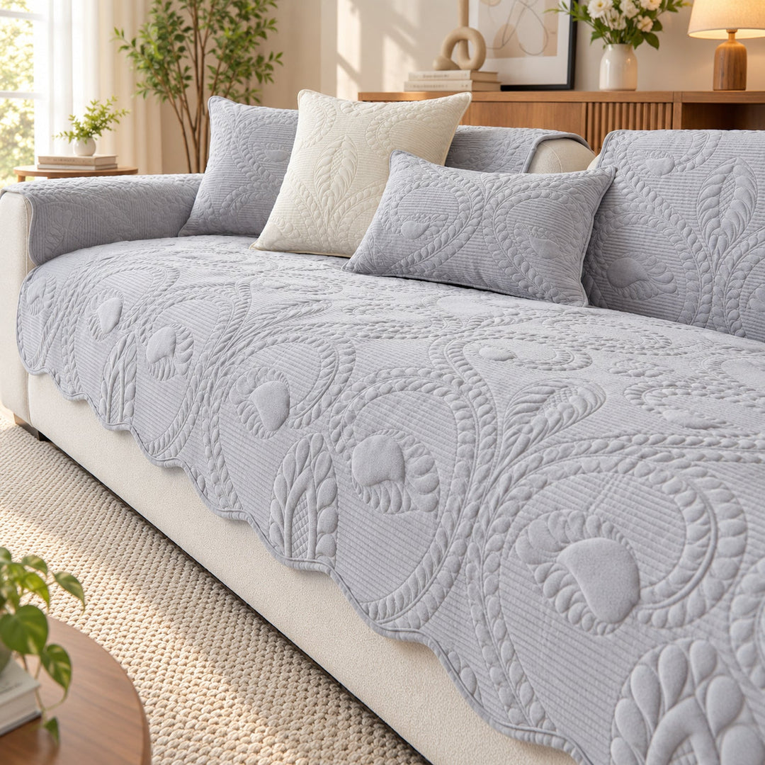 Paisley Sofa Cover | Non-Slip Flannel Sofa Protector | Machine Washable & Pet-Friendly