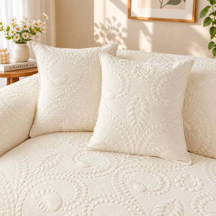 Paisley Sofa Cover | Non-Slip Flannel Sofa Protector | Machine Washable & Pet-Friendly