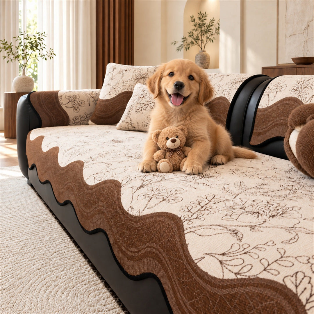 Garden Sketch Sofa Cover | Soft Chenille | Non-Slip & Machine Washable