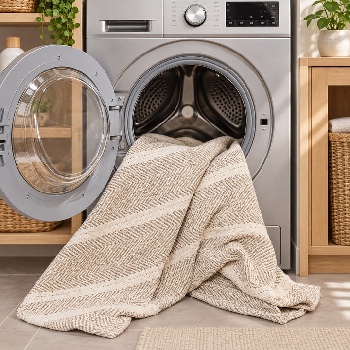Sofa Cover | Machine-Washable Sofa Throw | Herringbone Chenille | Cat-Scratch Resistant
