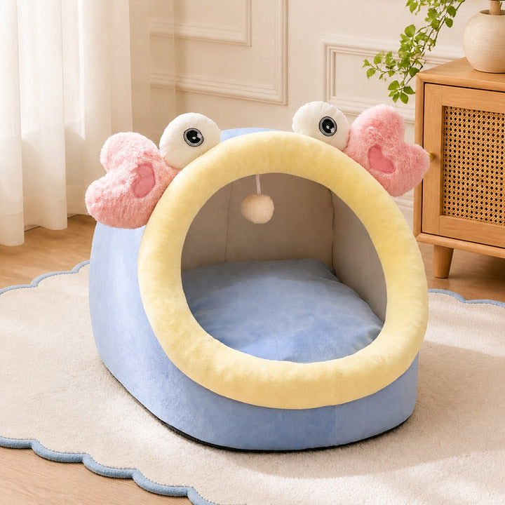 Dog Bed & Cat Bed | Monster Fish House | Soft Washable Plush & Sheltered Sleeping Space